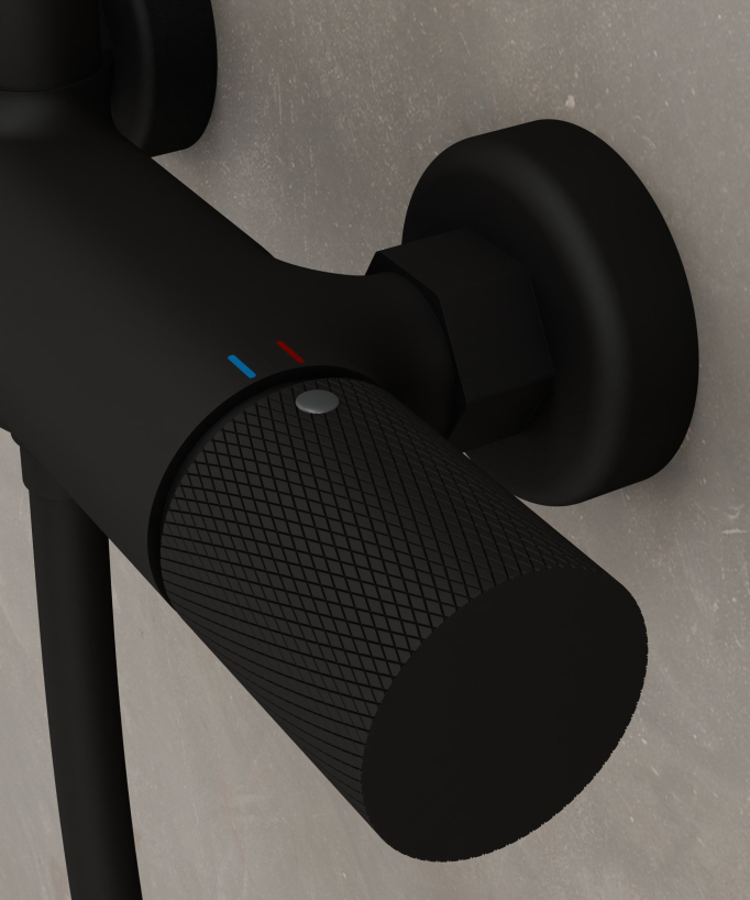 Wall-Mounted Shower Column with Mixer - Black - Leros