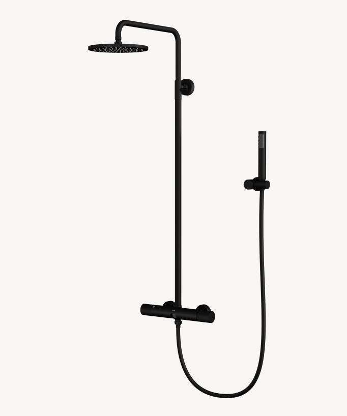 Wall-Mounted Shower Column with Mixer - Black - Leros