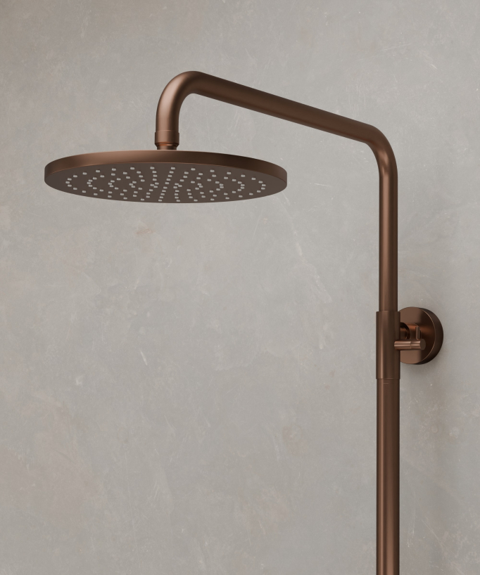 Wall-Mounted Shower Column with Mixer - Brushed Rose Gold - Leros