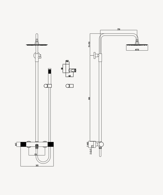 Wall-mounted shower column with mixer – Chrome – Leros