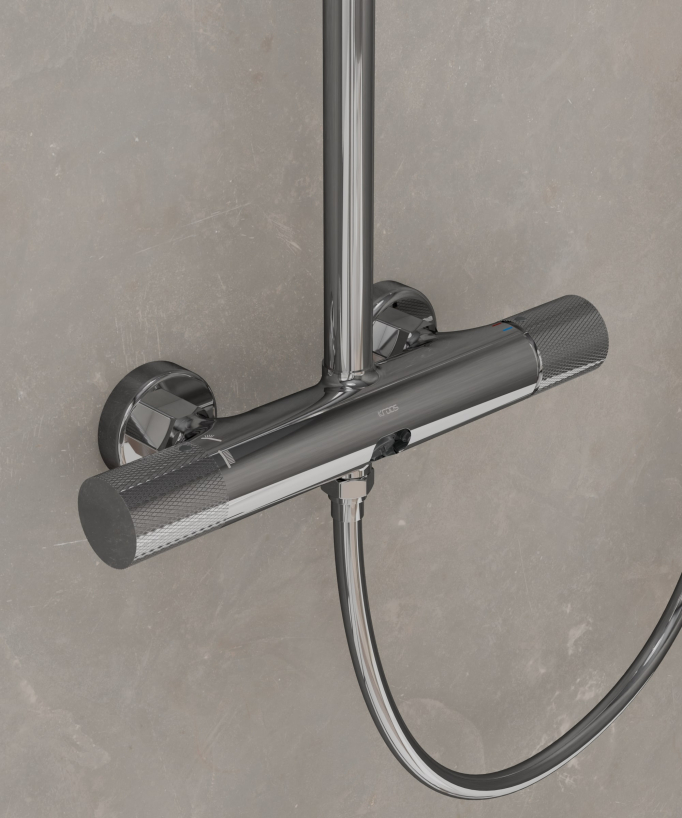 Wall-mounted shower column with mixer – Chrome – Leros