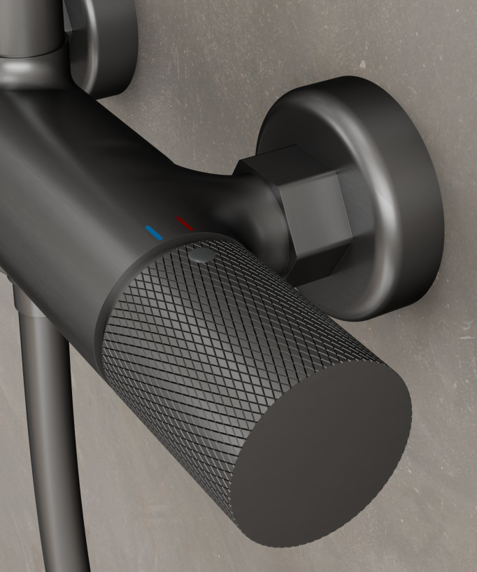 Wall-mounted shower column with mixer – Gunmetal – Leros