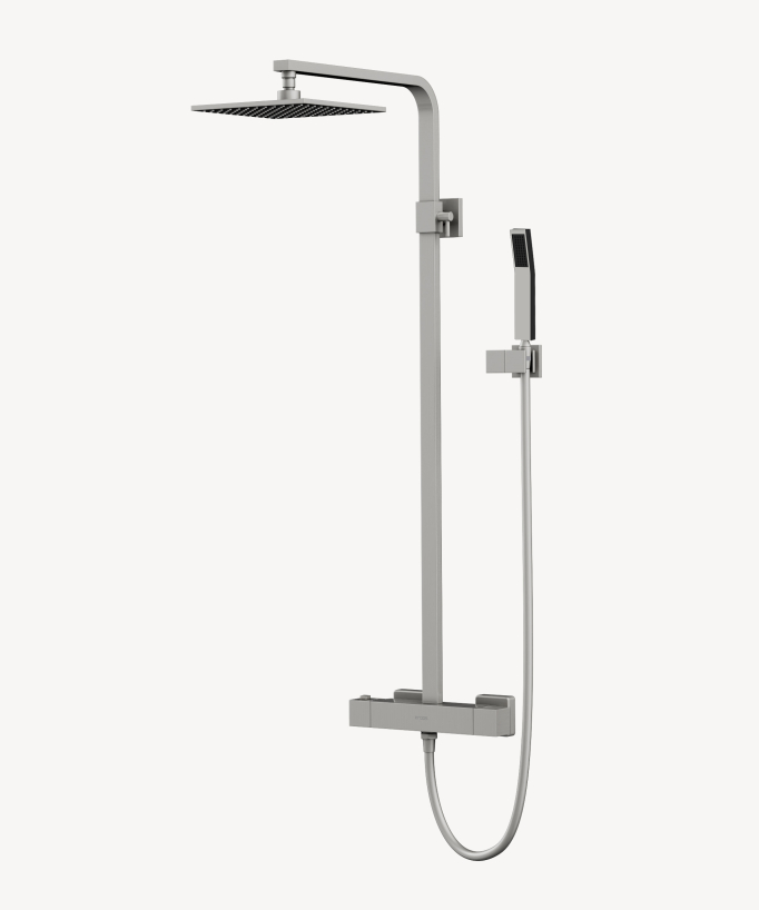 Modern Thermostatic Shower Column - Brushed Nickel - Sirius