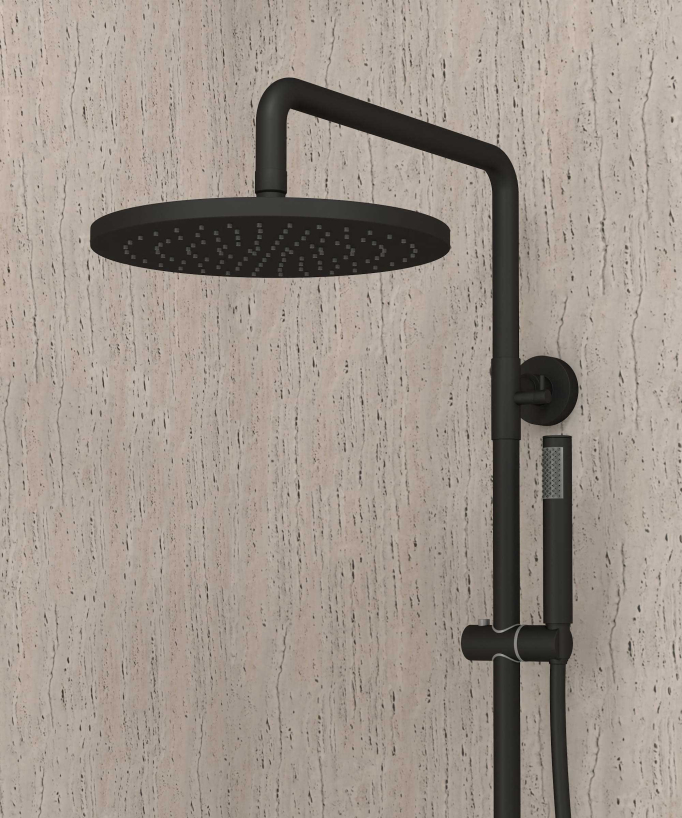 Corbeau Black Thermostatic Bath Shower Column with Anti-Scald Safety