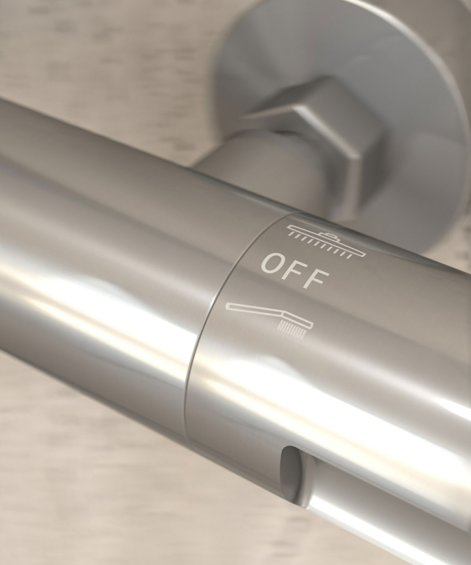 Thermostatic Shower Column with Rain Head and Adjustable Hand Shower Bracket - Brushed Nickel - Corbeau