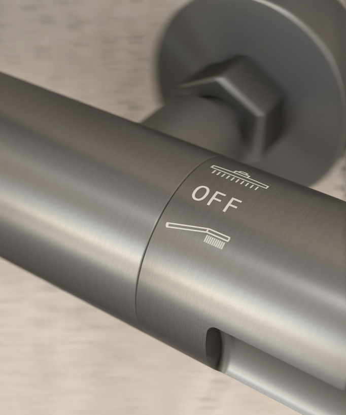 Thermostatic Shower Column with Rain Head and Adjustable Hand Shower Bracket - Gunmetal - Corbeau