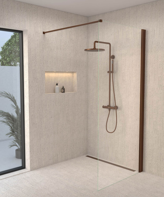 Thermostatic Shower Column with Rain Head and Adjustable Hand Shower Bracket - Brushed Rose Gold - Corbeau