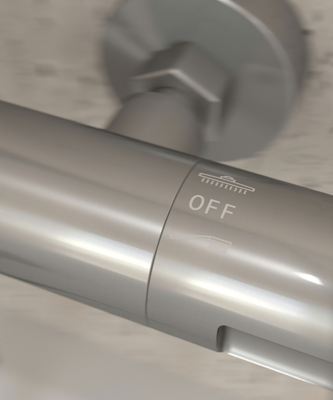Brushed Nickel Thermostatic Bath Shower Column with Anti-Scald Safety - Corbeau