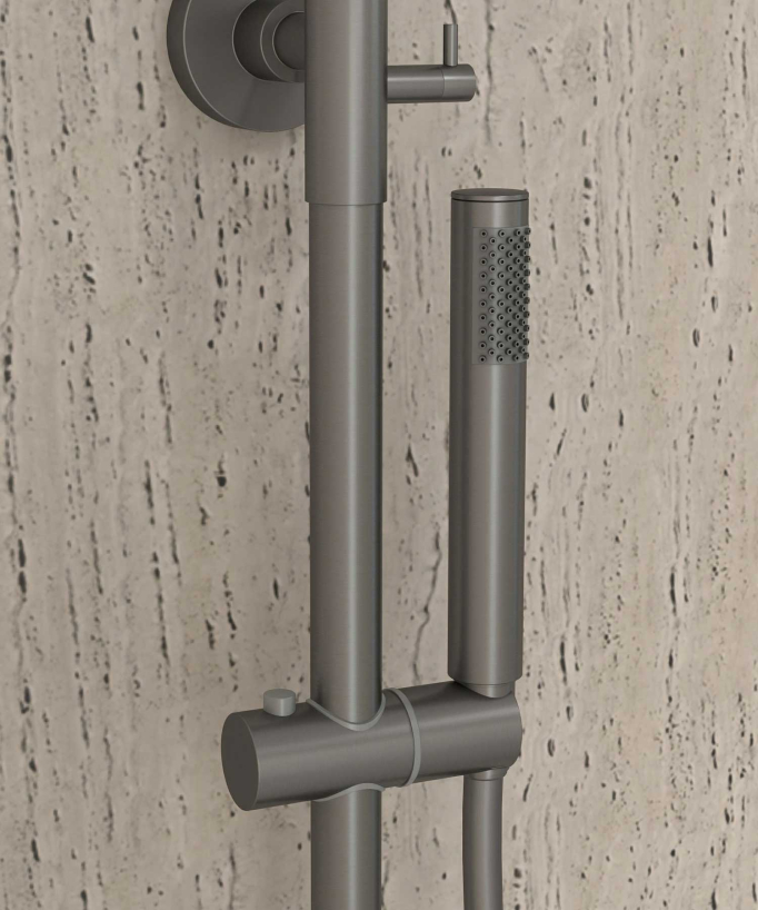 Gunmetal Thermostatic Bath Shower Column with Anti-Scald Safety - Corbeau