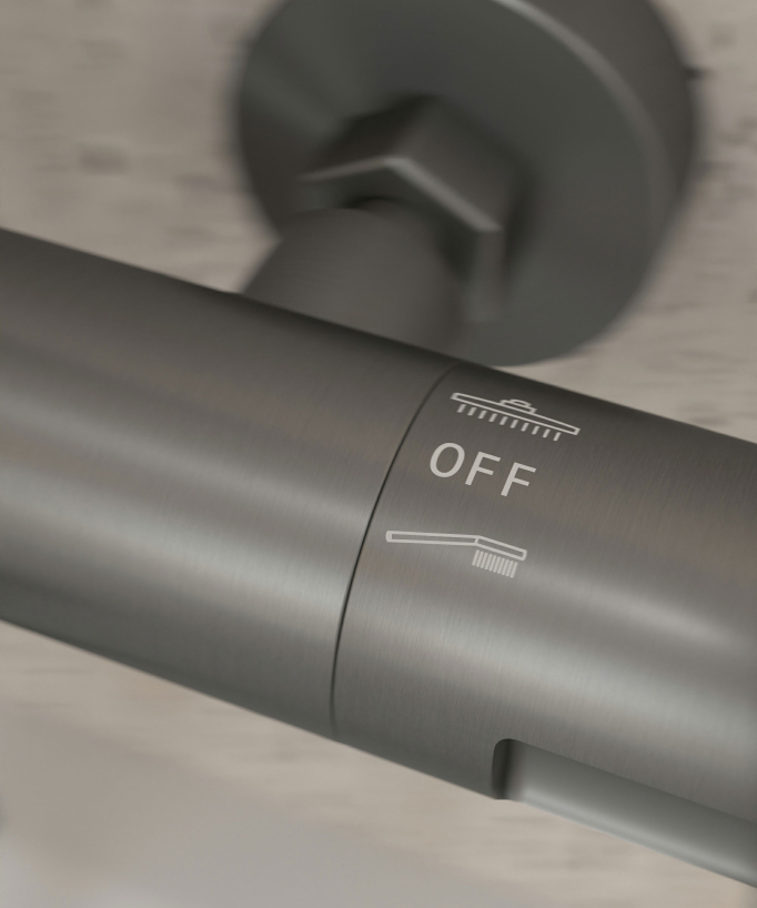 Gunmetal Thermostatic Bath Shower Column with Anti-Scald Safety - Corbeau