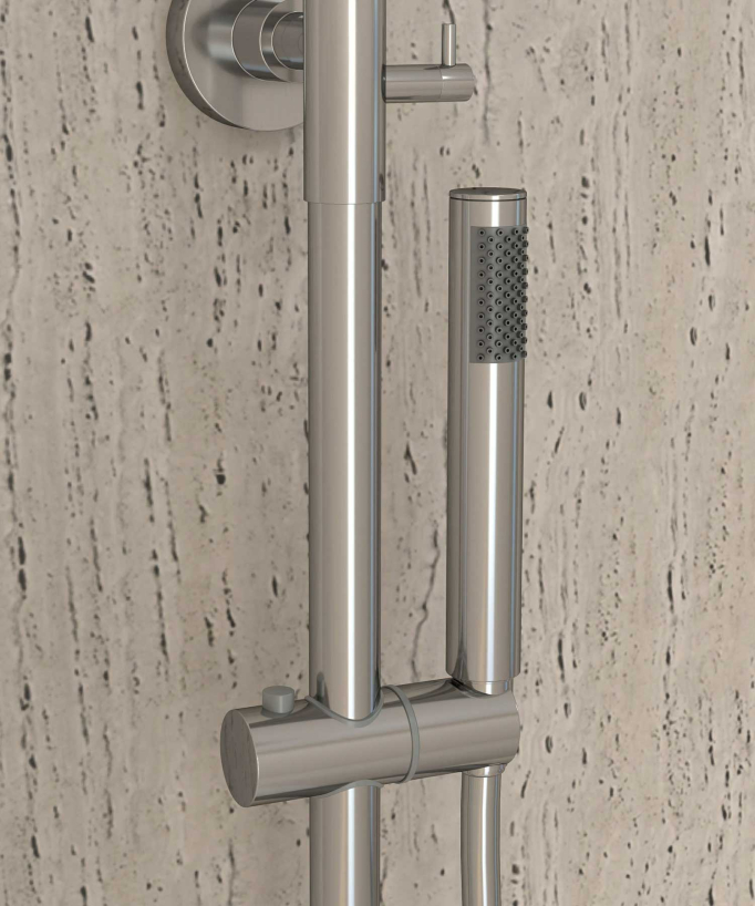 Chrome Thermostatic Bath Shower Column with Anti-Scald Safety - Corbeau