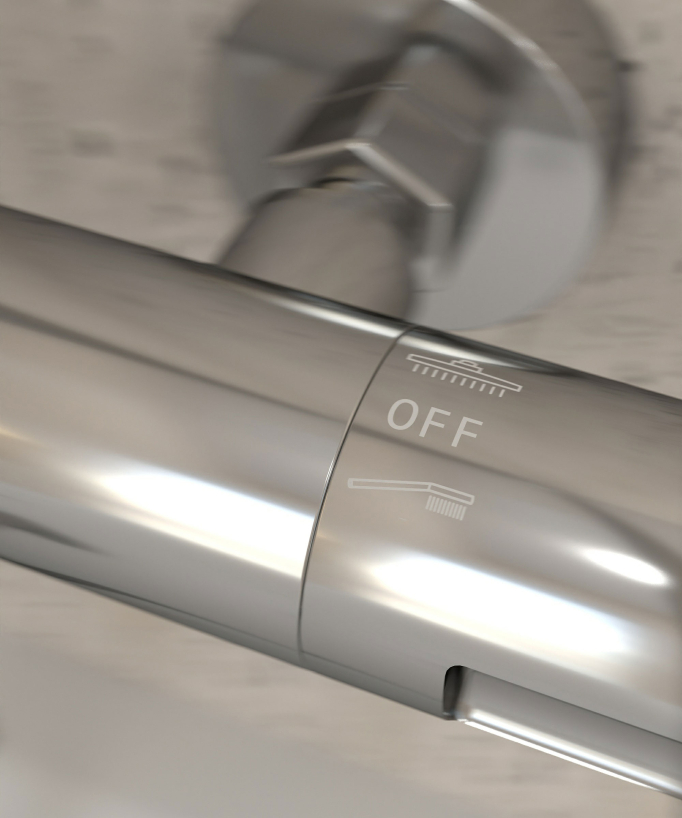 Chrome Thermostatic Bath Shower Column with Anti-Scald Safety - Corbeau