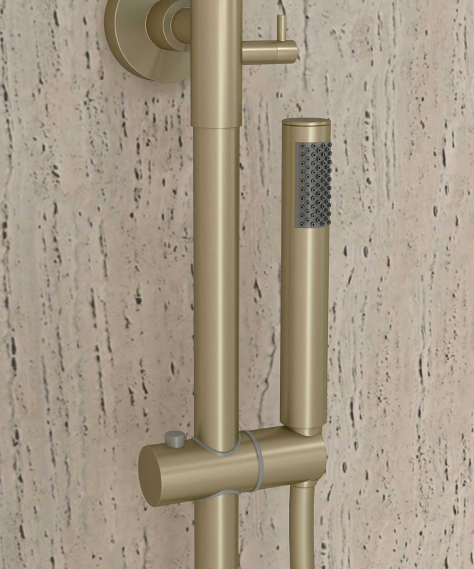 Corbeau Brushed Gold Thermostatic Bath Shower Column with Anti-Scald Safety