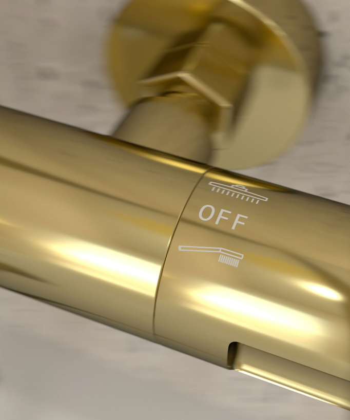 Thermostatic Bath Shower Column with Anti-Scald Safety - Gold - Corbeau