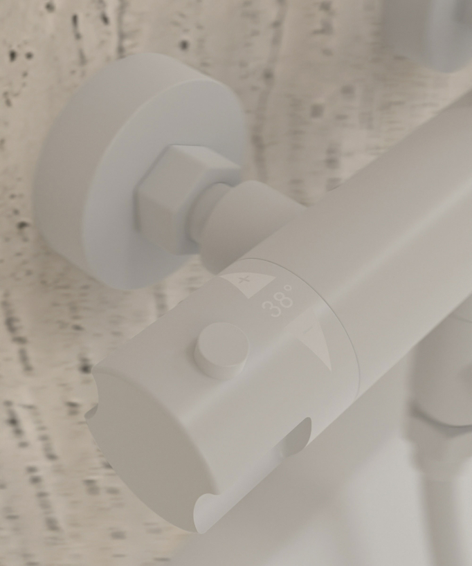 Thermostatic Bath Shower Column with Anti-Scald Safety - White - Corbeau