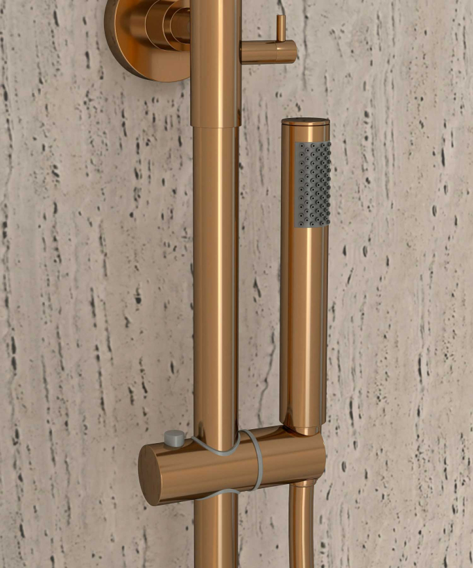 Thermostatic Bath Shower Column with Anti-Scald Safety - Rose Gold - Corbeau