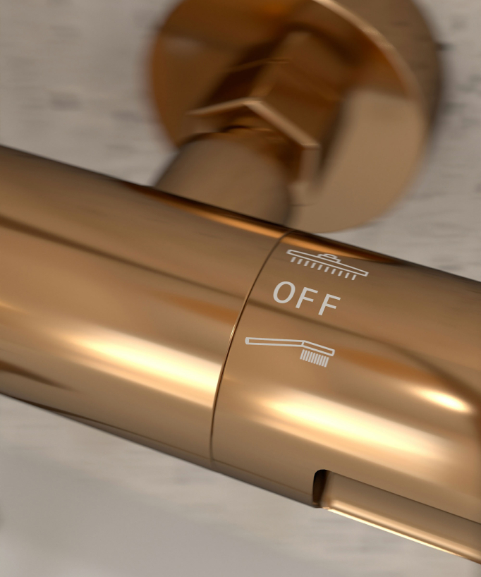 Thermostatic Bath Shower Column with Anti-Scald Safety - Rose Gold - Corbeau