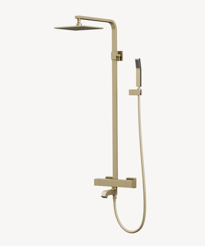 Thermostatic bath & shower column – Brushed gold – Sirius