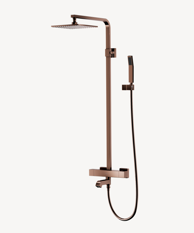 Thermostatic bath & shower column – Rose gold – Sirius