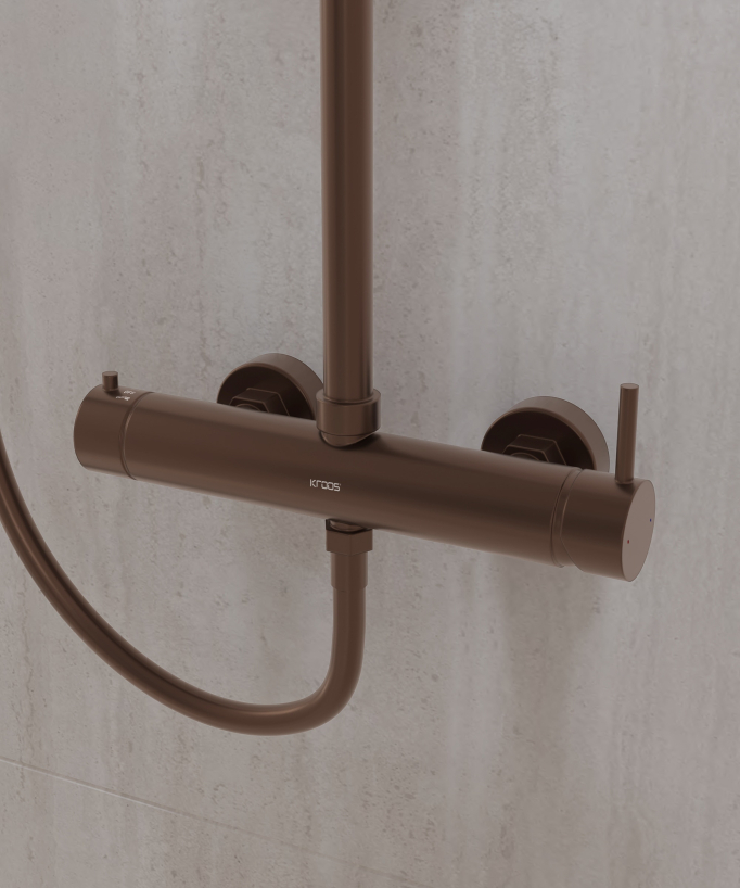 Wall-mounted mechanical mixer shower column – Brushed rose gold – Corbeau