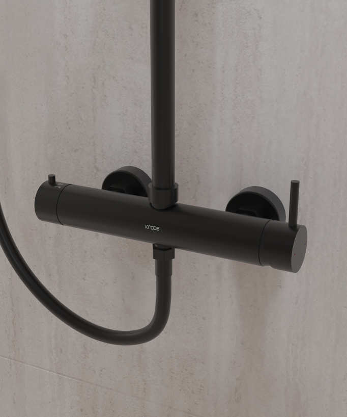 Wall-mounted mechanical mixer shower column – Black – Corbeau