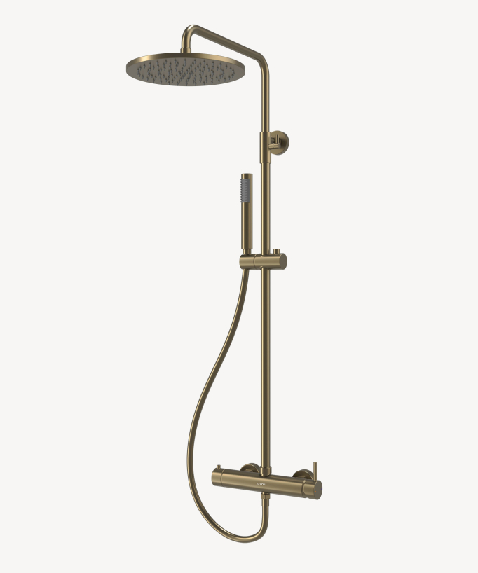 Wall-mounted mechanical mixer shower column – Brushed gold – Corbeau