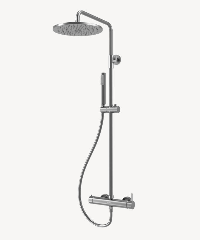 Wall-mounted mechanical mixer shower column – Brushed nickel – Corbeau