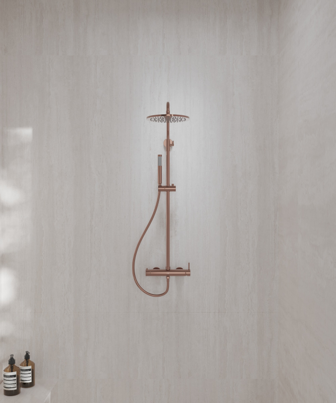 Wall-mounted mechanical mixer shower column – Rose gold – Corbeau
