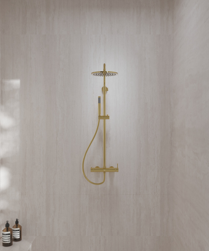 Wall-mounted mechanical mixer shower column – Gold – Corbeau
