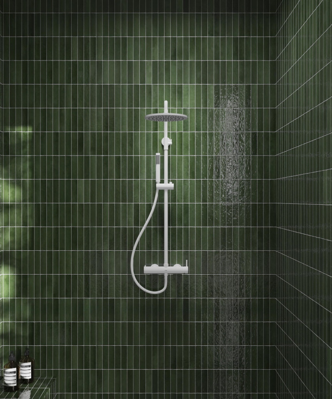 Wall-mounted mechanical mixer shower column – White – Corbeau