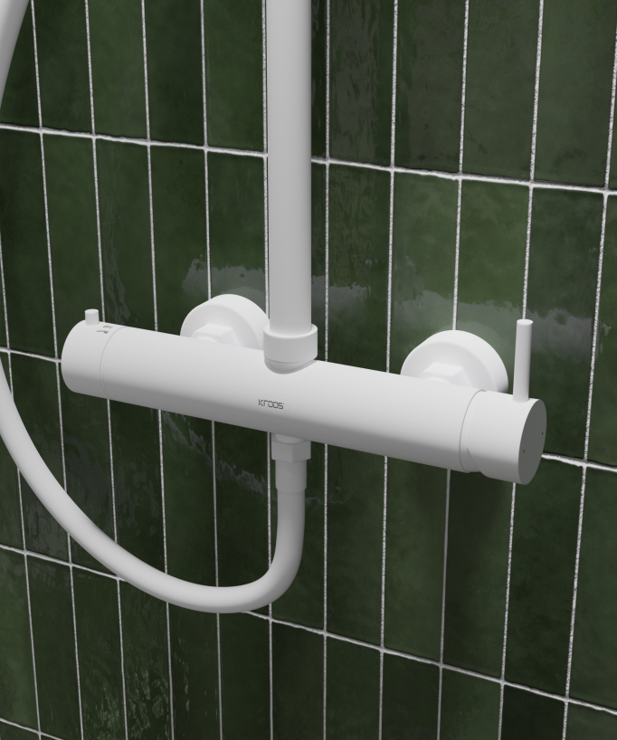 Wall-mounted mechanical mixer shower column – White – Corbeau