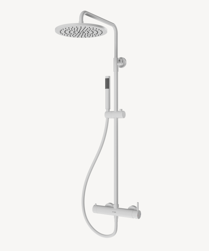 Wall-mounted mechanical mixer shower column – White – Corbeau