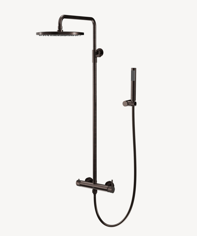 Wall-mounted mechanical mixer shower column – Brushed mocha – Corbeau