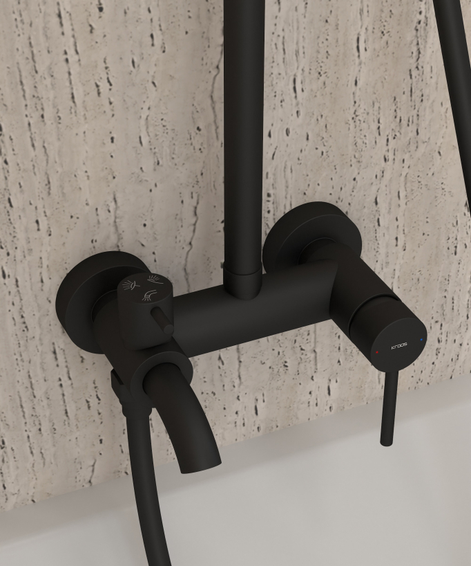 Shower Column for Bathtub with Diverter - Black - Corbeau