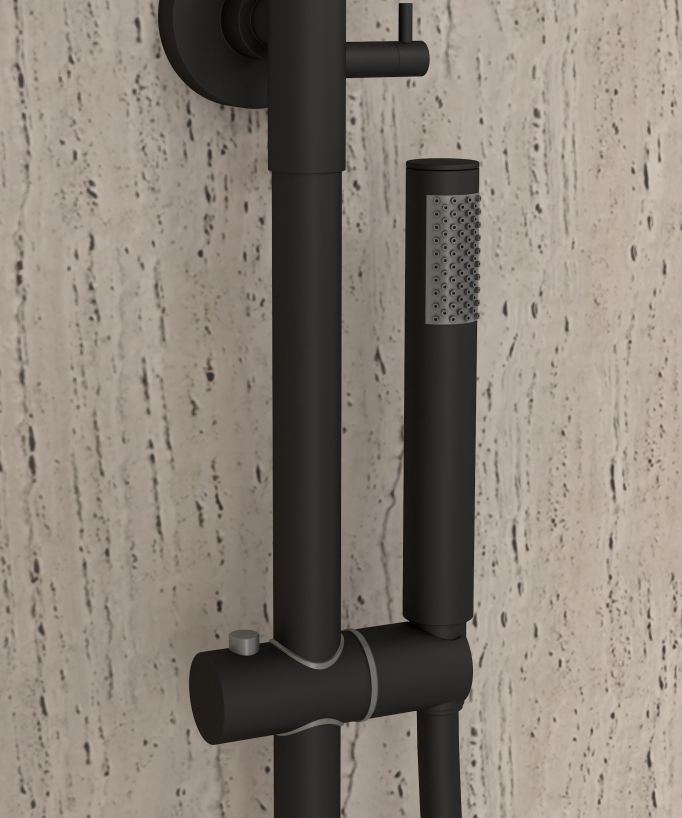 Shower Column for Bathtub with Diverter - Black - Corbeau