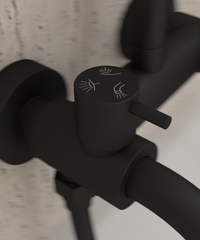 Shower Column for Bathtub with Diverter - Black - Corbeau