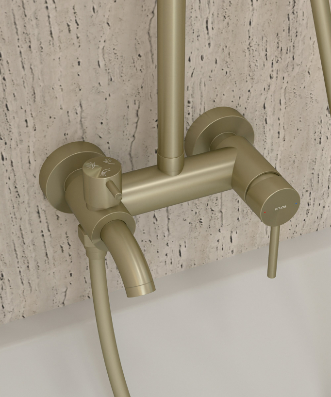 Corbeau Shower Column for Bathtub with Diverter - Brushed Gold