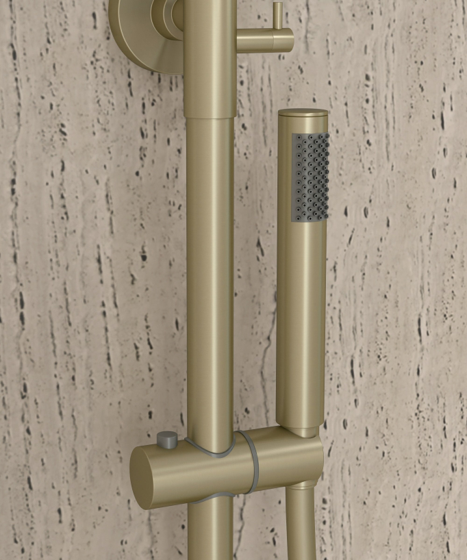 Corbeau Shower Column for Bathtub with Diverter - Brushed Gold
