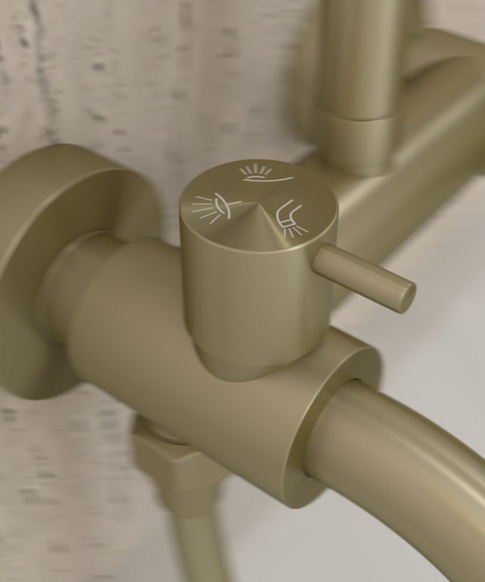 Corbeau Shower Column for Bathtub with Diverter - Brushed Gold