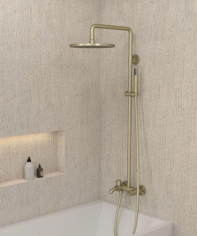 Corbeau Shower Column for Bathtub with Diverter - Brushed Gold