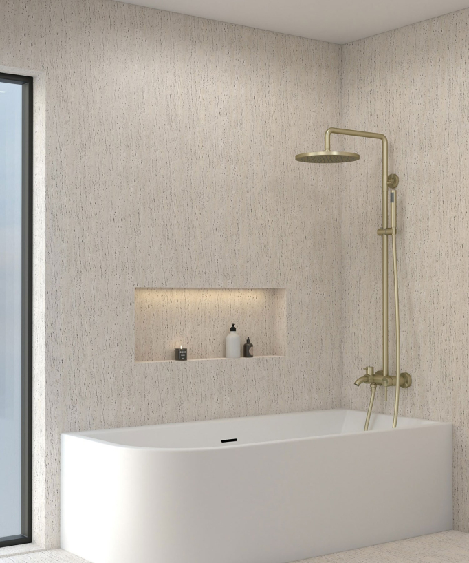 Corbeau Shower Column for Bathtub with Diverter - Brushed Gold