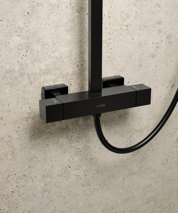 Modern Black Thermostatic Shower Column - Sirius