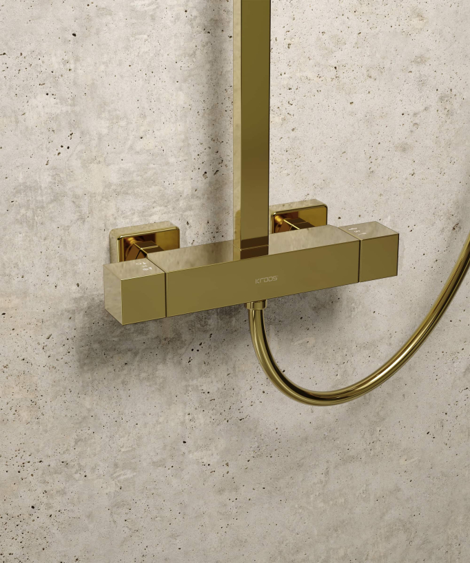 Modern Gold Thermostatic Shower Column - Sirius