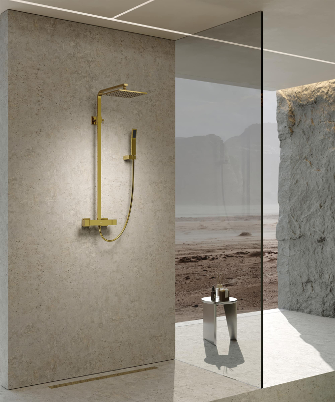 Modern Gold Thermostatic Shower Column - Sirius