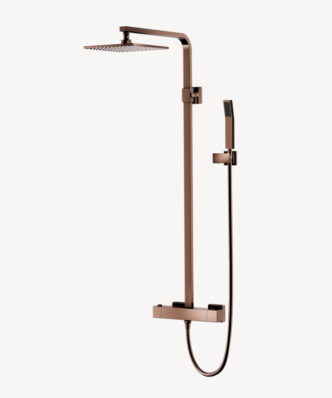 Modern Rose Gold Thermostatic Shower Column - Sirius