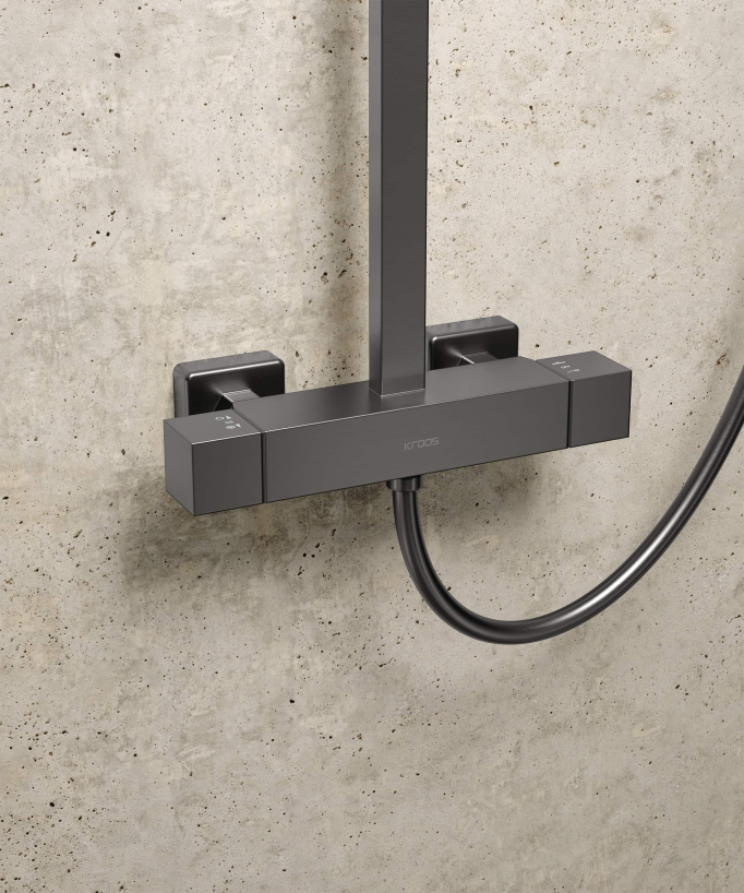 Modern Gunmetal Thermostatic Shower Column - Sirius