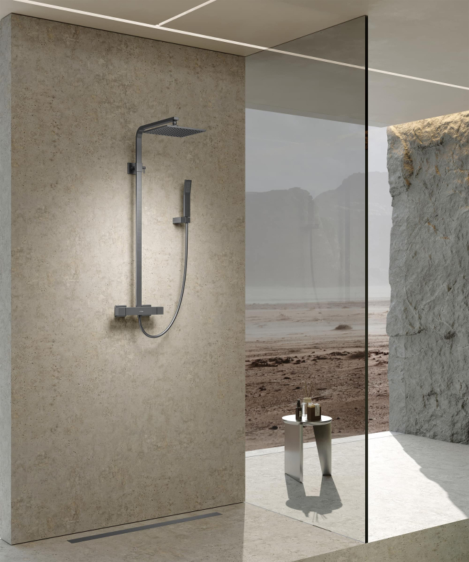 Modern Gunmetal Thermostatic Shower Column - Sirius