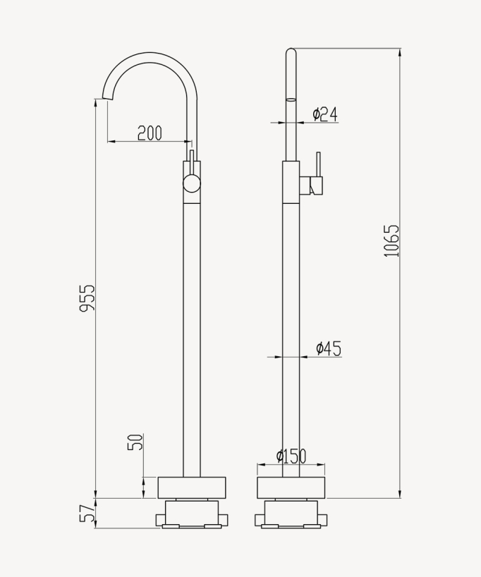 Single-Column Bath Mixer - Gunmetal - Corbeau