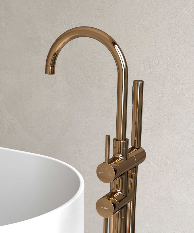 Freestanding Bath-Shower Mixer Tap - Rose Gold - Corbeau