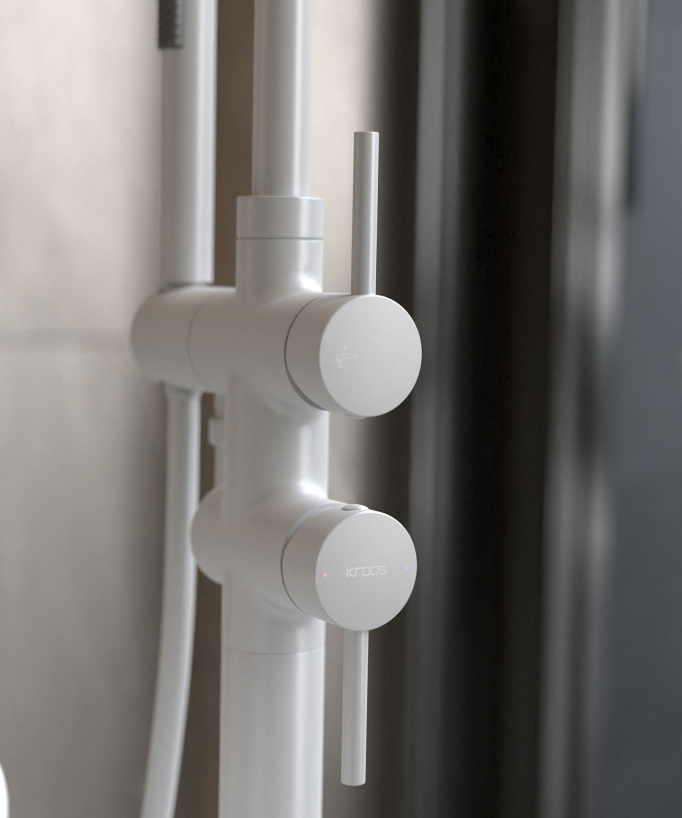 Freestanding Bath-Shower Mixer Tap - White - Corbeau